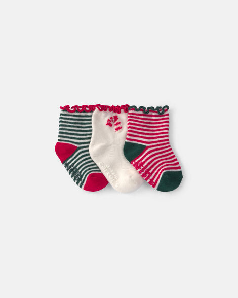 baby girl 3-pack christmas no show socks