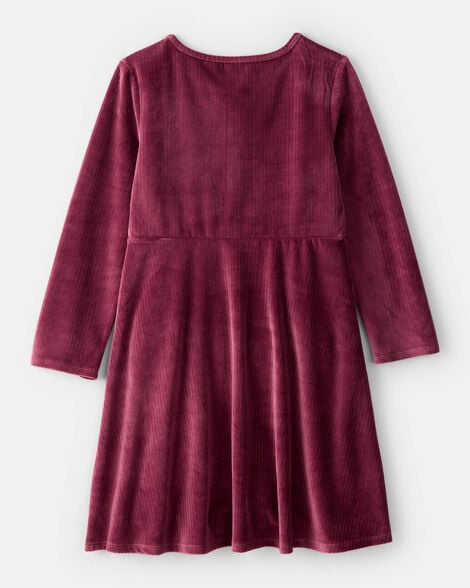 Girls Cozy Rib Dress - Red