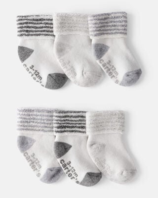 Product image 1 of Baby 6-Pack Striped Ankle Socks - White/Grey
