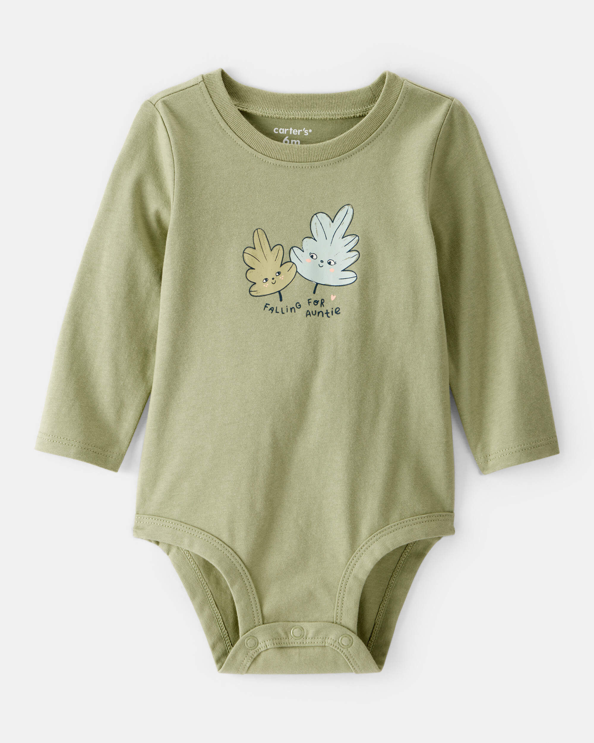 Baby Girl Little Bean Long-Sleeve Graphic Bodysuit - Pink