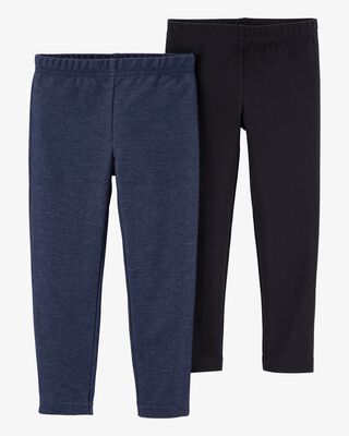 Product image 1 of Baby 2-Pack Navy & Black Cotton Stretch Leggings