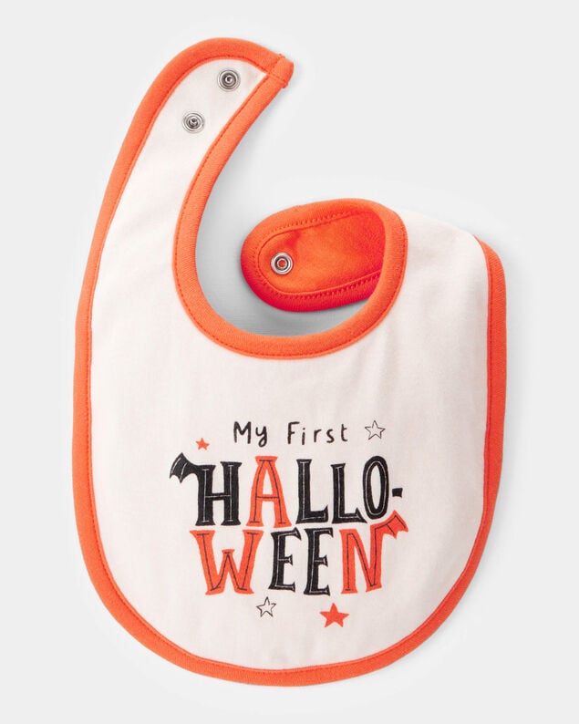 Product image 2 of Baby My First Halloween Teething Bib - Orange/White
