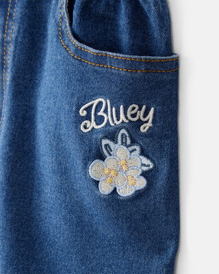 Product image 2 of Toddler Bluey Embroidered Denim Skirt - Blue