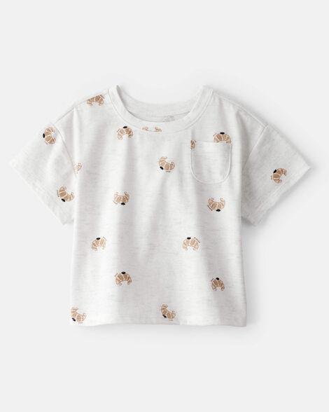 baby girl pastry-print short-sleeve pocket tee - heather grey