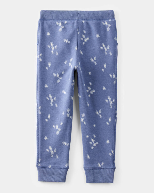 Product image 2 of Toddler Girl Heart Print Fleece Drawstring Joggers - Blue