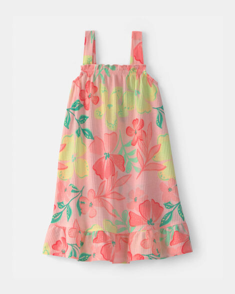 girls tropical floral sleeveless night gown