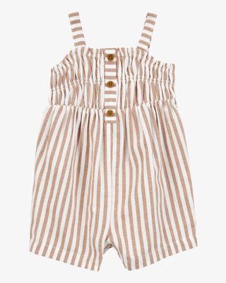 Product image 1 of Baby Striped Twill Romper- Brown