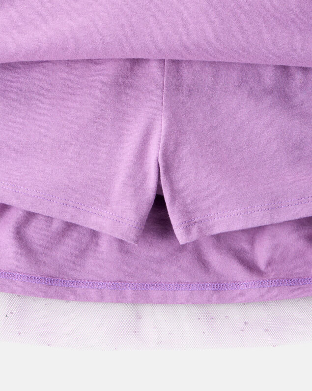 Product image 2 of Kid 2-Piece Glitter Cat Tee & Tulle Tutu Skort Set - Black/Purple