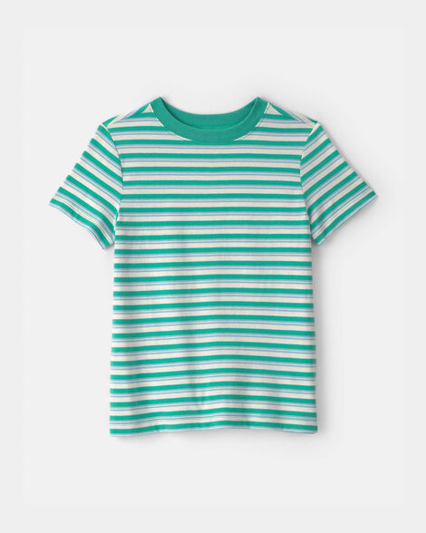 boys striped tee - green/yellow