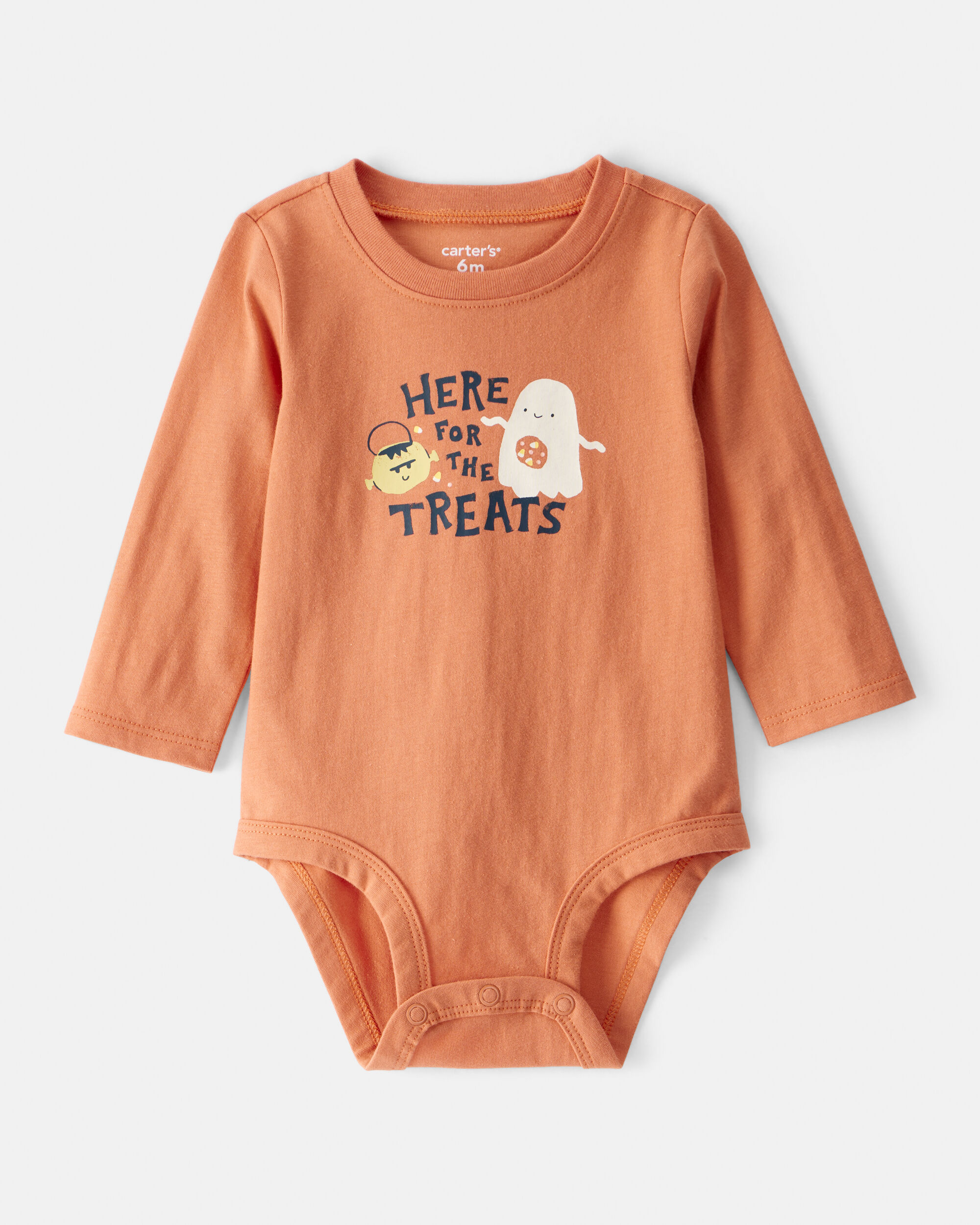 Baby Cotton Long-Sleeve Graphic Bodysuit - Orange