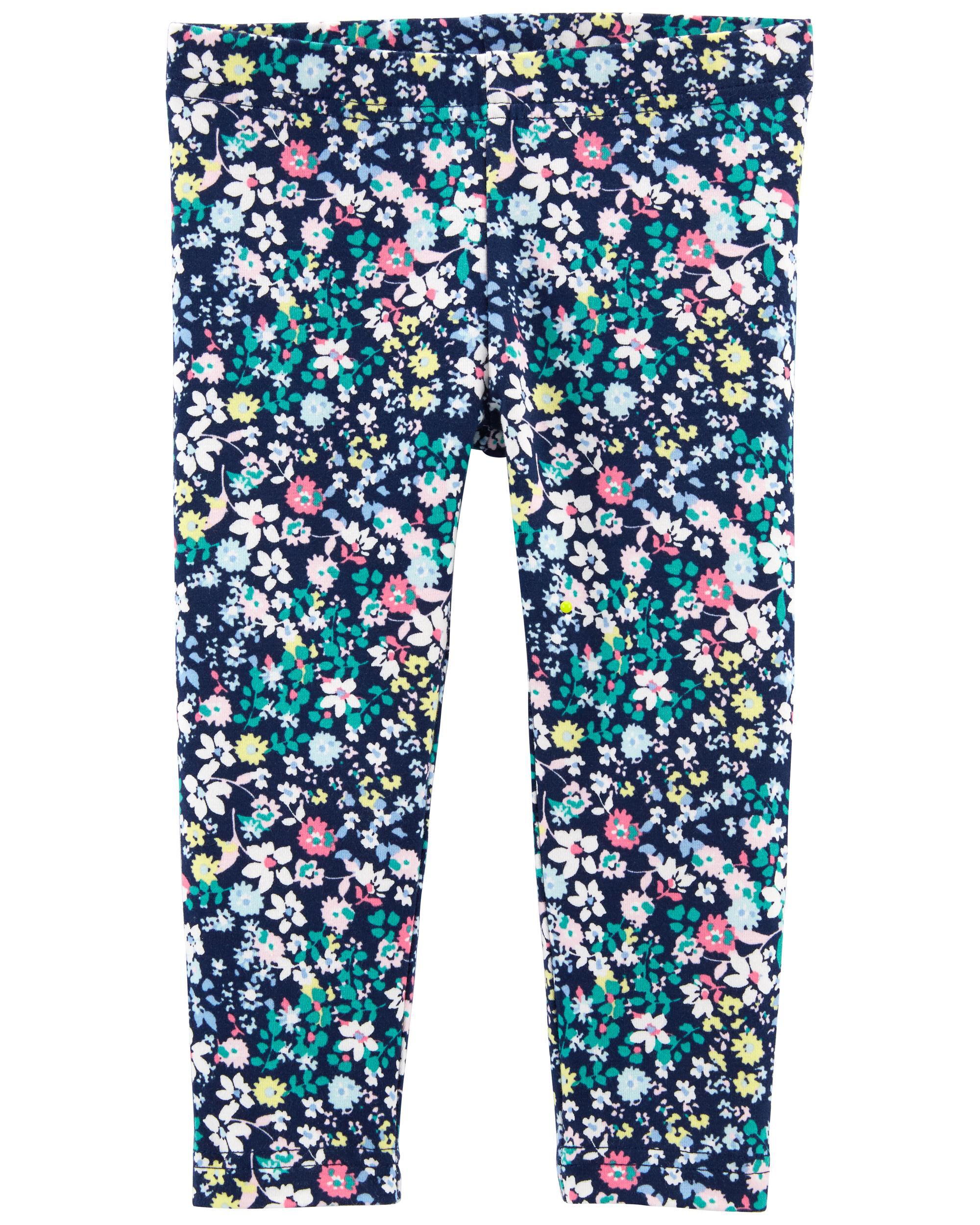 Baby Blue Floral Capri Leggings 