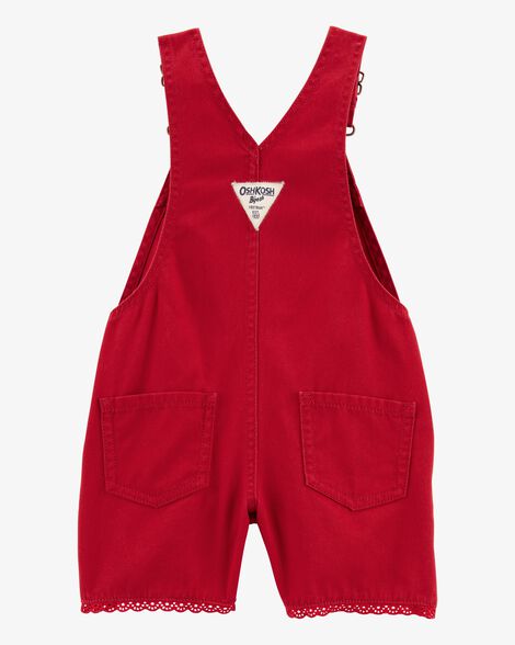  Product image 2 of Toddler Twill Eyelet Shortalls - Red