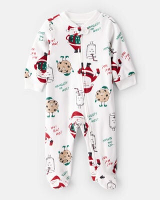 Baby My First Christmas Holiday Red Cotton Sleep & Play Pajamas - Red