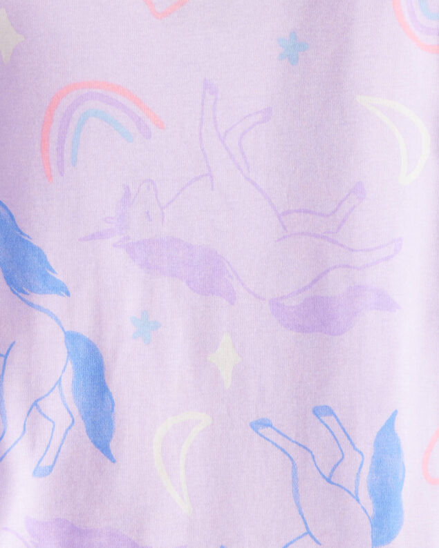 Product image 2 of Toddler Girl Unicorn Print 100% Cotton Long-Sleeve 4-Piece Pajamas - Purple
