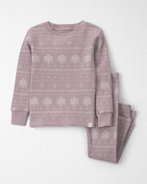 Toddler Girl 2-Piece Fair Isle Waffle Knit Pajamas Made with Organic Cotton
