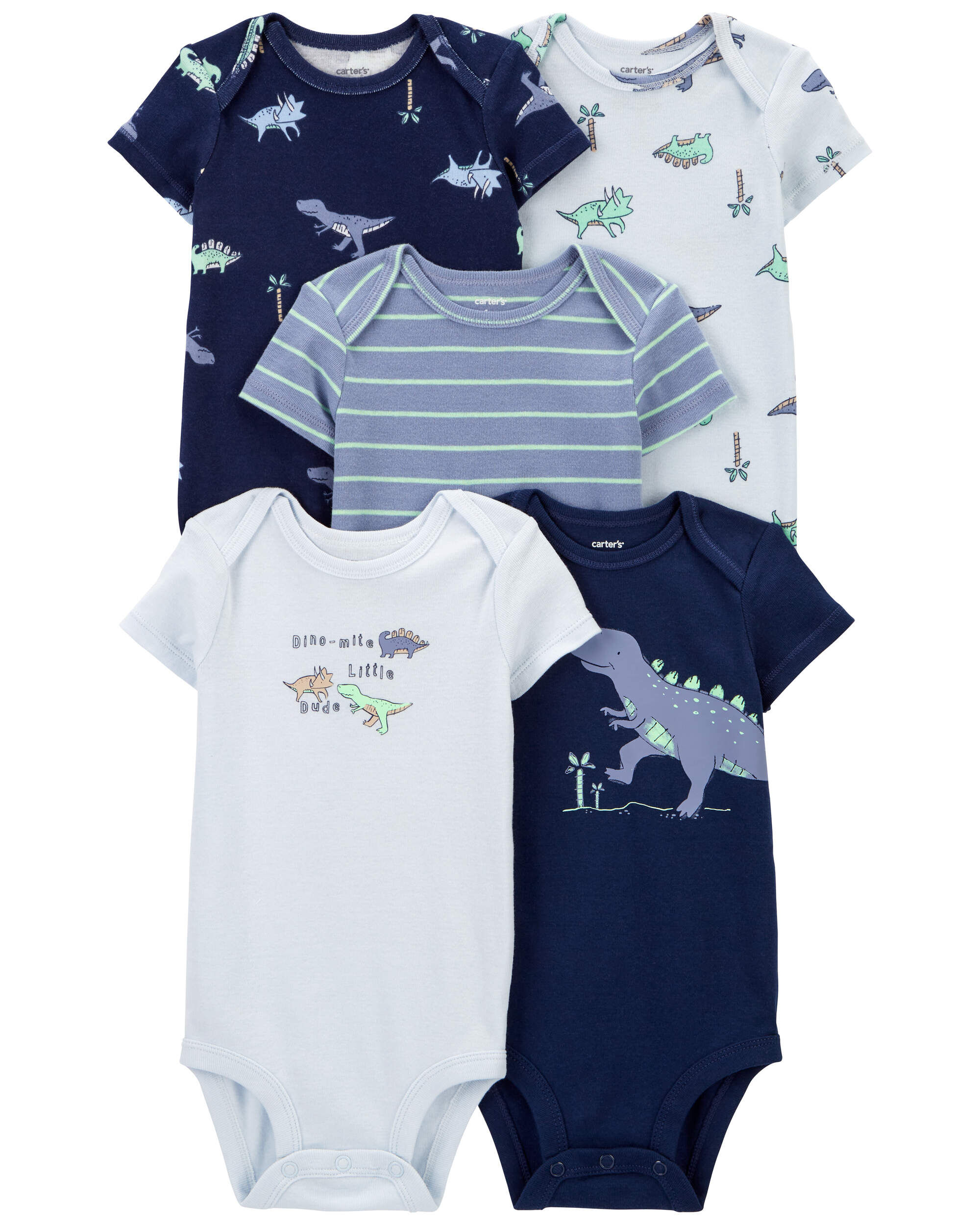 Baby 7-Piece Dinosaur  Short-Sleeve Bodysuits & Pull-On Pants Set