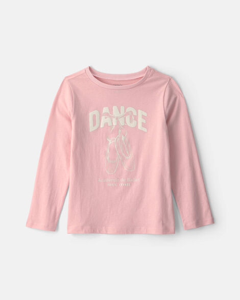 girls ballet long-sleeve graphic tee - pink