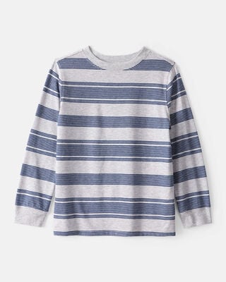 Boys Striped Long-Sleeve Tee - Navy