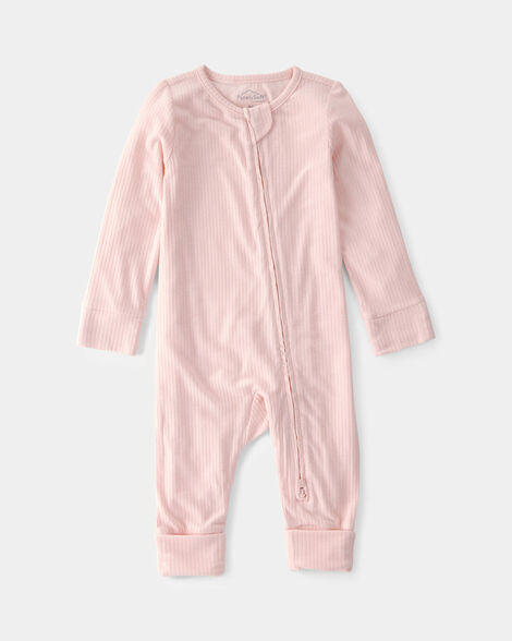 baby girl 2-way zip purelysoft sleep & play pajama - light pink