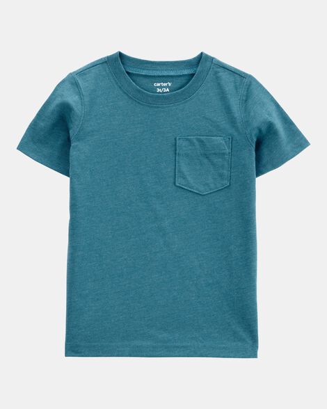 toddler boy solid short-sleeve pocket tee - teal