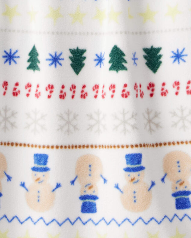 Product image 2 of Girls Snowman Fair Isle Fleece Long-Sleeve Loose Fit Night Gown - White