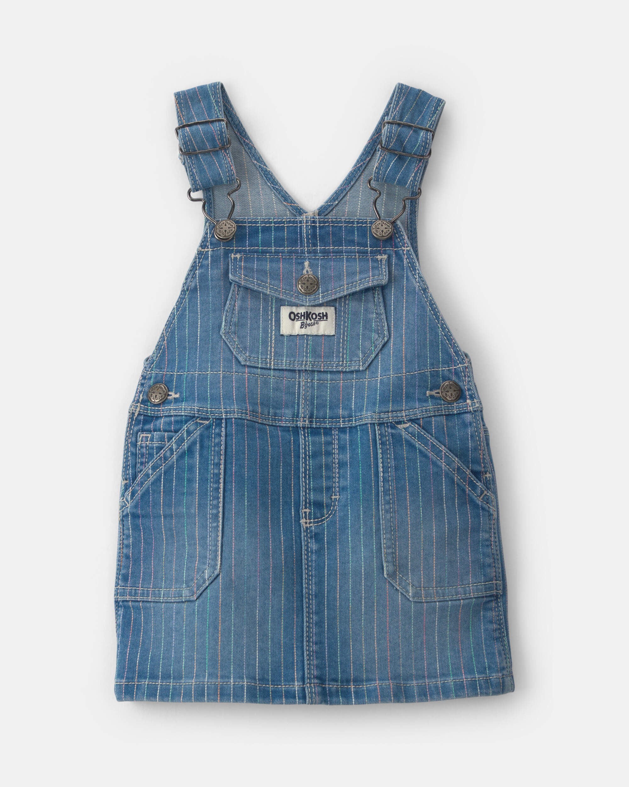 OshKosh Bgosh Baby Girl Rainbow Stripe Denim Skirtall - Medium Wash 12M Medium Wash 42$