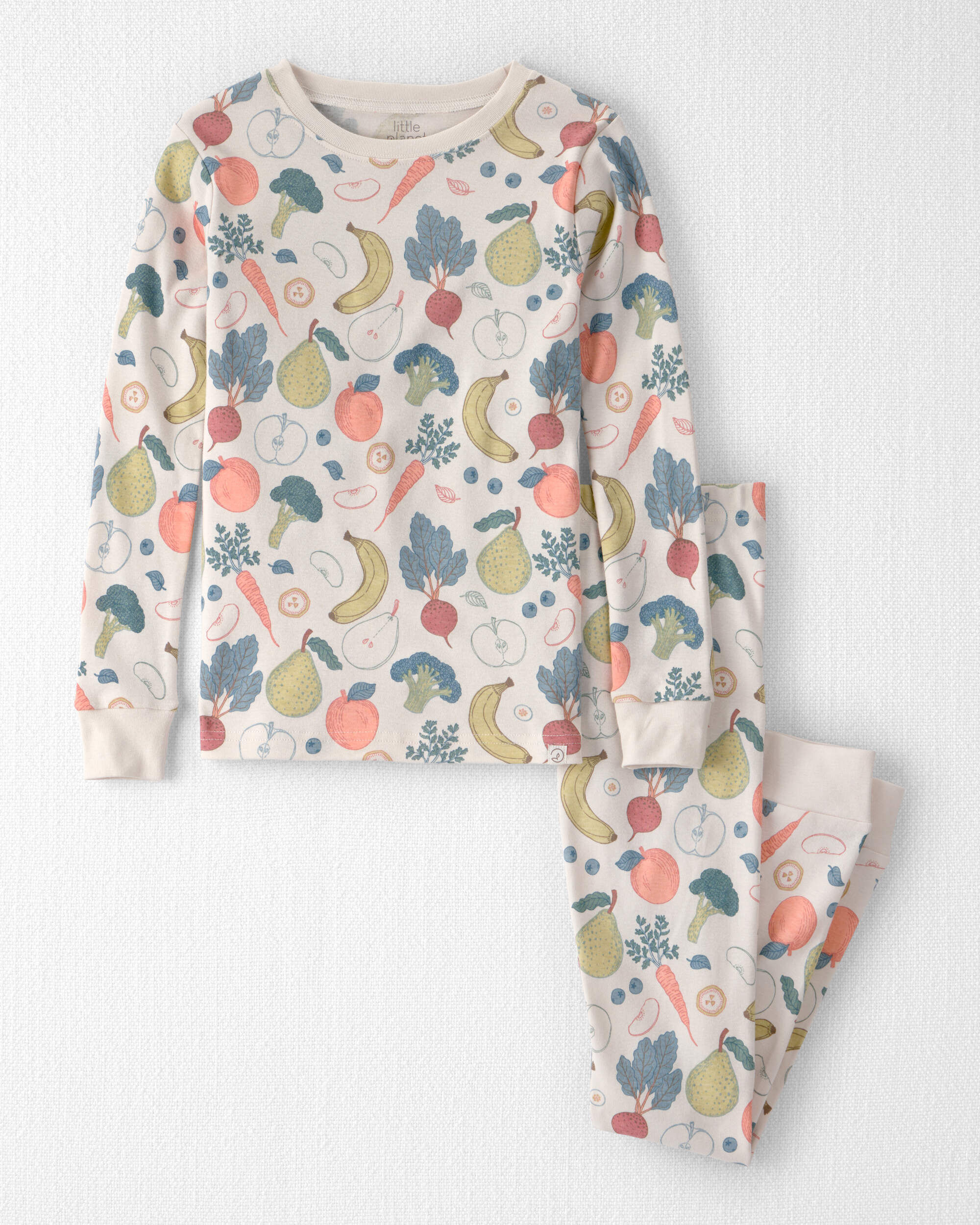 Little Planet Kids 2-Piece Organic Cotton Ribbed Pajama Set in Veggie Fruit Print 4 Veggie Fruit 25$