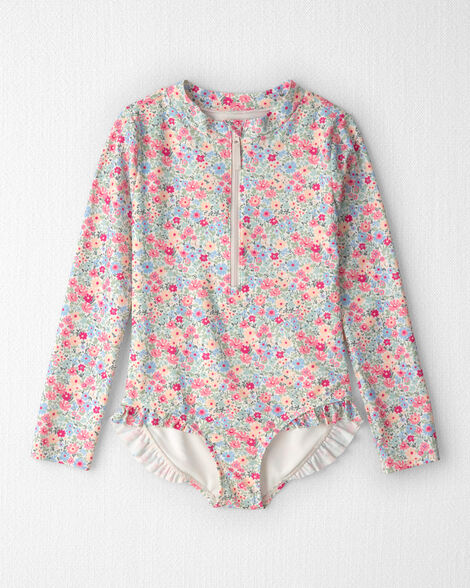 Girls Recycled Rashguard Swimsuit in Meadow Mix