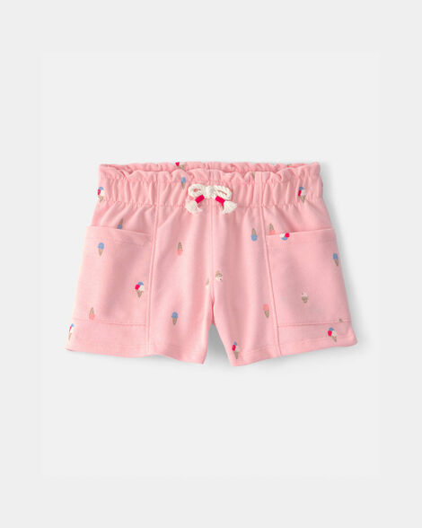toddler girl ice cream french terry shorts - pink