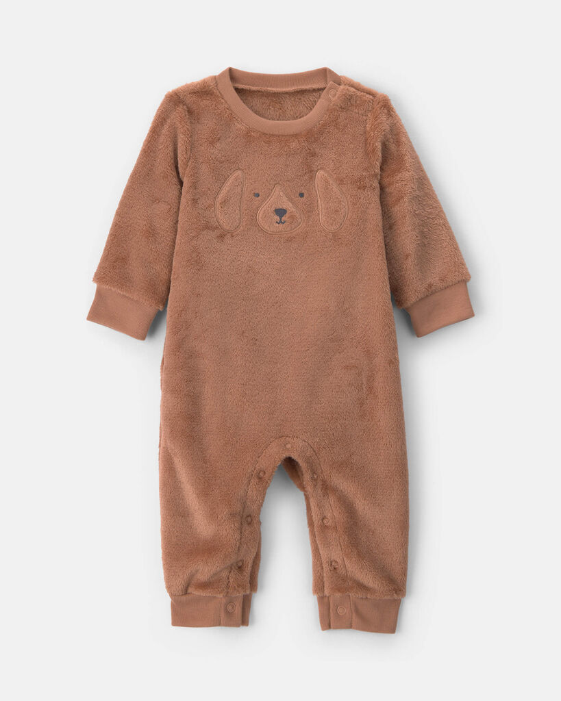 Carter's Baby Boys Crew Neck Long Sleeve Jumpsuit, 9 Months, Brown