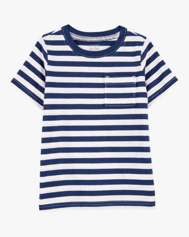 Product image 1 of Baby Striped Short-Sleeve Pocket Tee - Navy