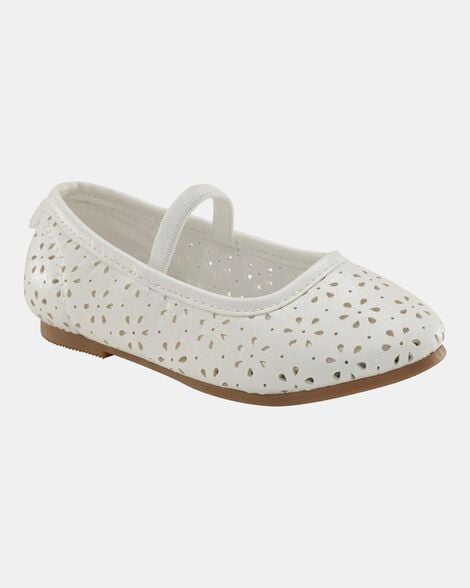 toddler floral ballet flats - white