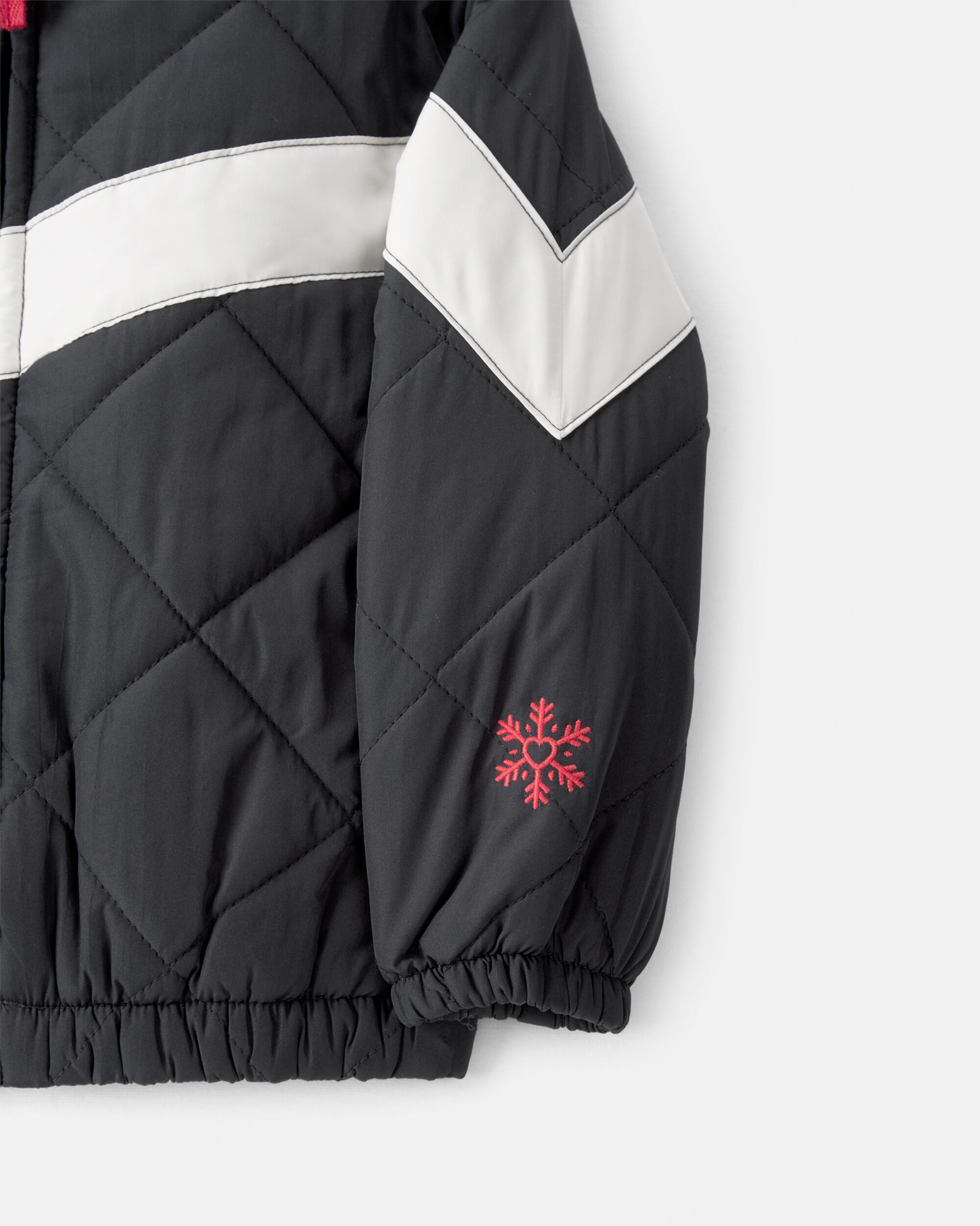 Toddler Girl Color Block Puffer Jacket - Black