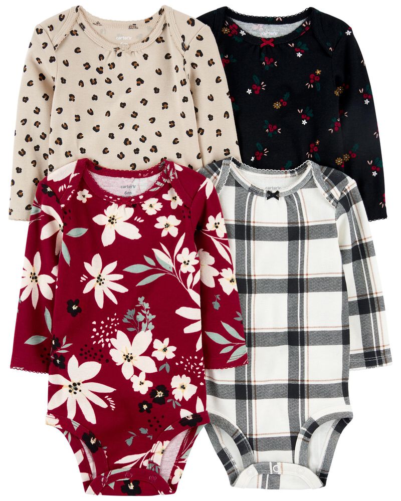 Multi Baby 4-Pack Holiday Long-Sleeve Bodysuits | carters.com