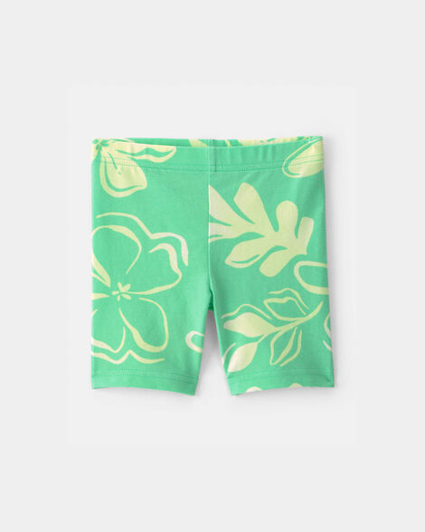 toddler girl floral bike shorts - green