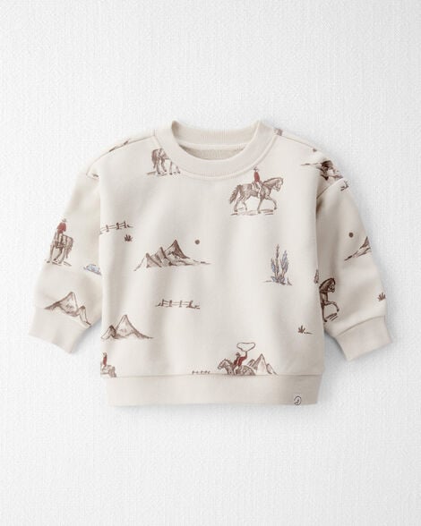 Baby French Terry Sweatshirt Made with Organic Cotton in Western Rodeo Print