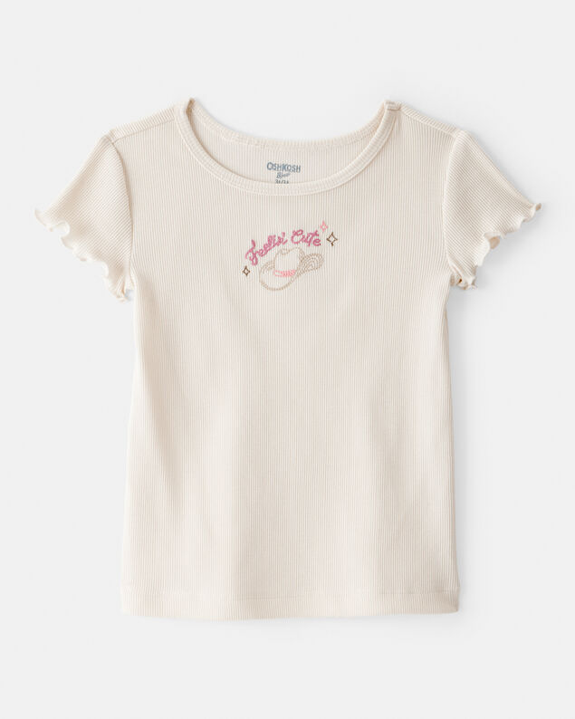 Product image 1 of Toddler Girl Cowgirl Hat Cotton Short-Sleeve Top - Ivory