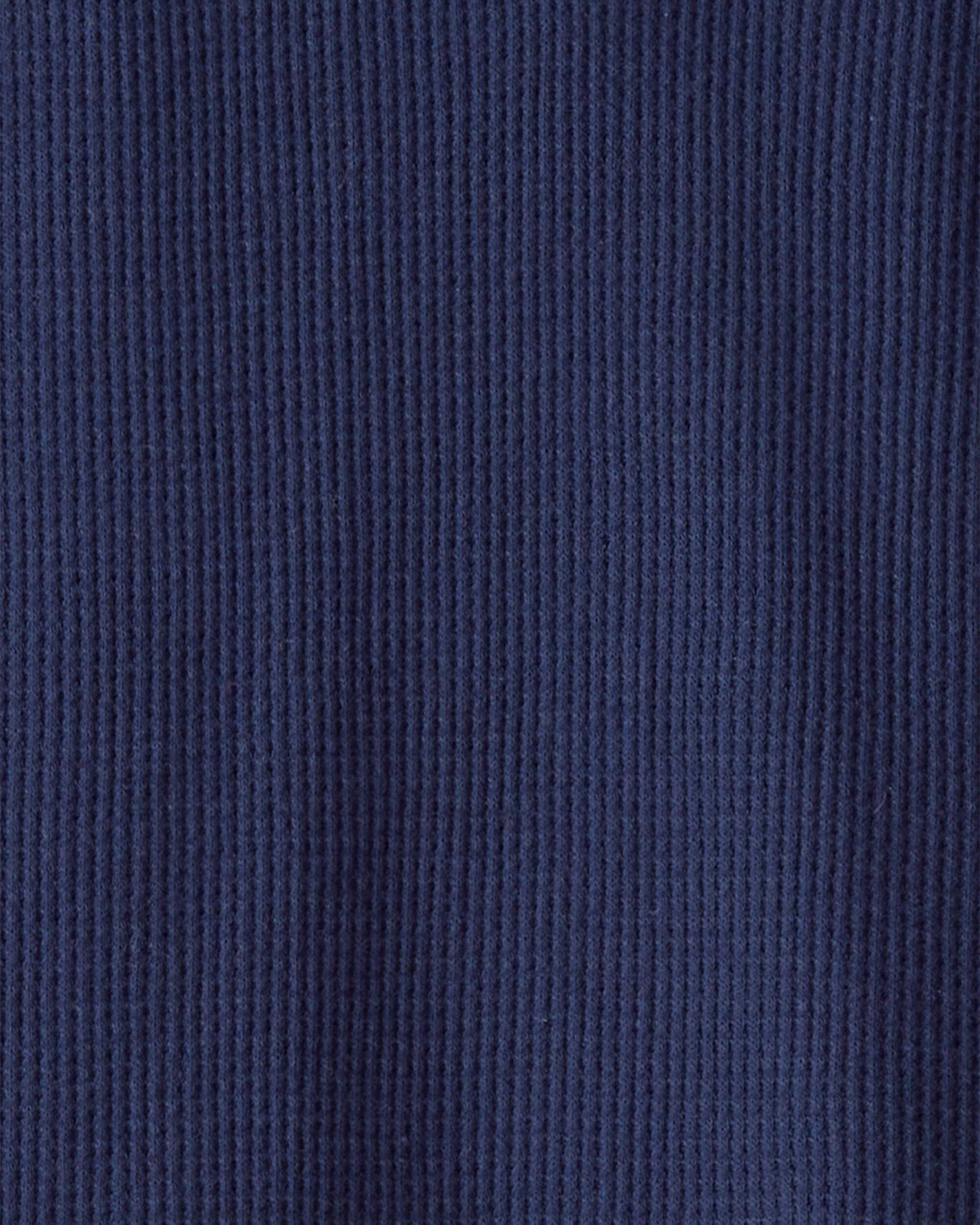 Boys Stripe Thermal Long-Sleeve Henley T-Shirt - Navy