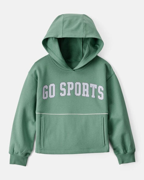 girls go sports cotton long-sleeve hoodie - green