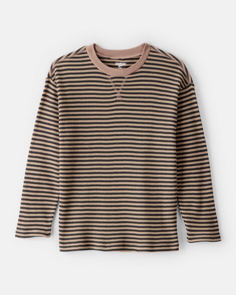 Boys Striped Thermal Long-Sleeve Tee  - Brown