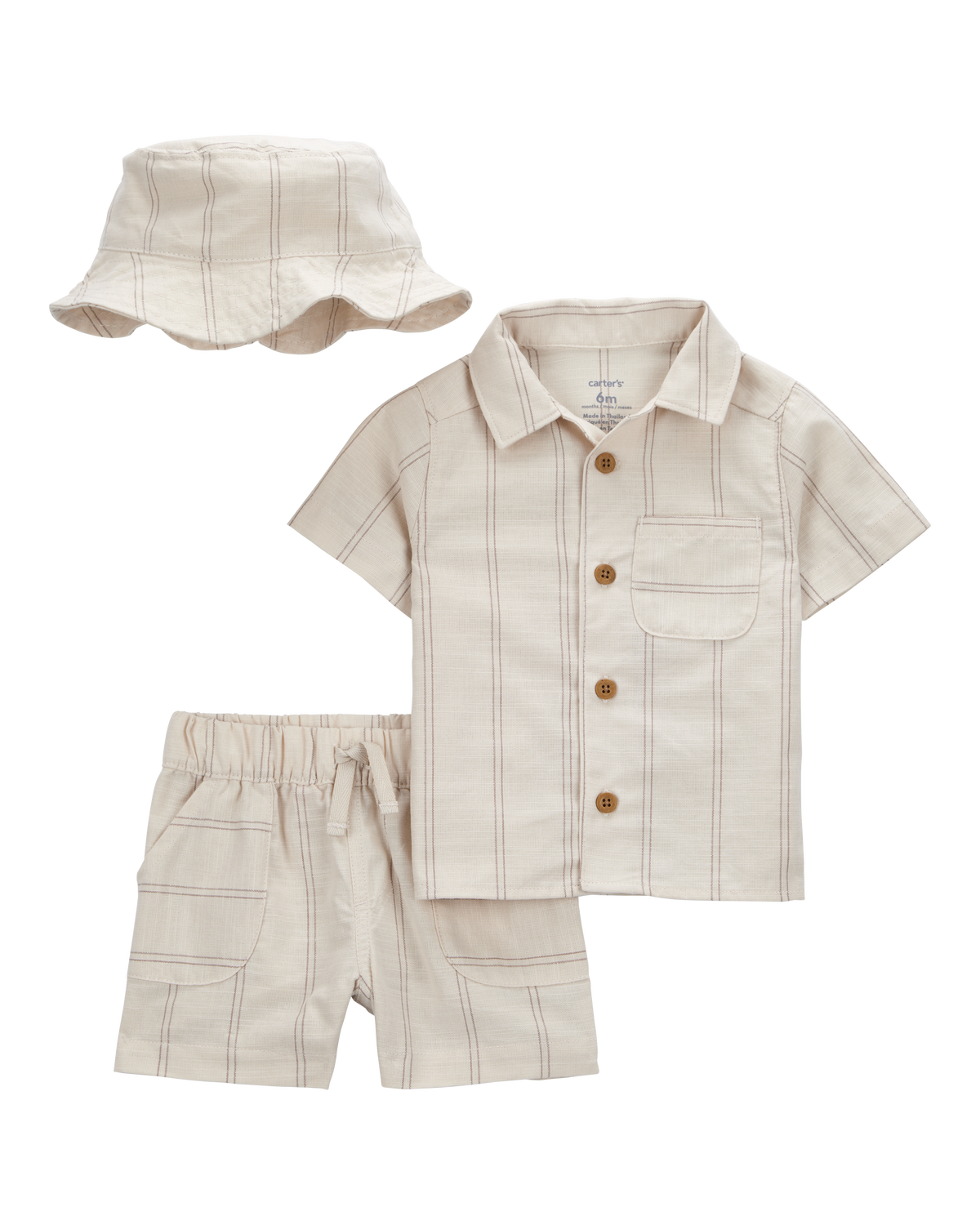 Baby 3-Piece Striped Little Short & Hat Set
