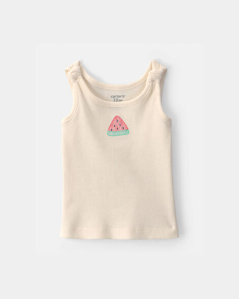baby girl watermelon ribbed tank top - cream