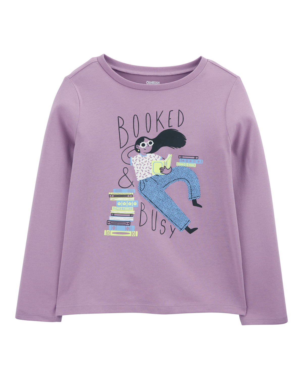 Kid Booked & Busy Long-Sleeve Graphic Tee - Purple - OshKosh | Carter's