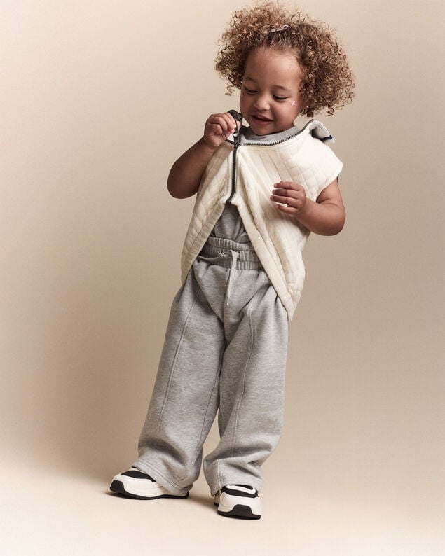 Product image 2 of Toddler Quilted Zip-Up Collard Vest - Cream