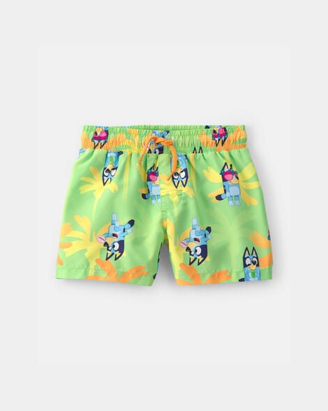 toddler boy bluey™ swim trunks - green
