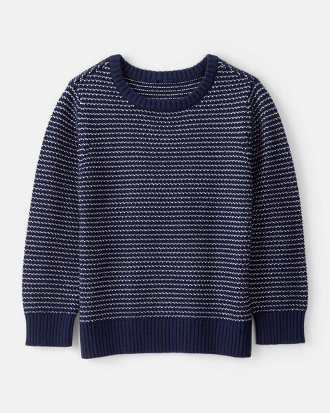 boys striped cotton long-sleeve sweater - blue