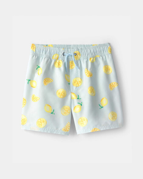 boys lemon swim trunks - blue