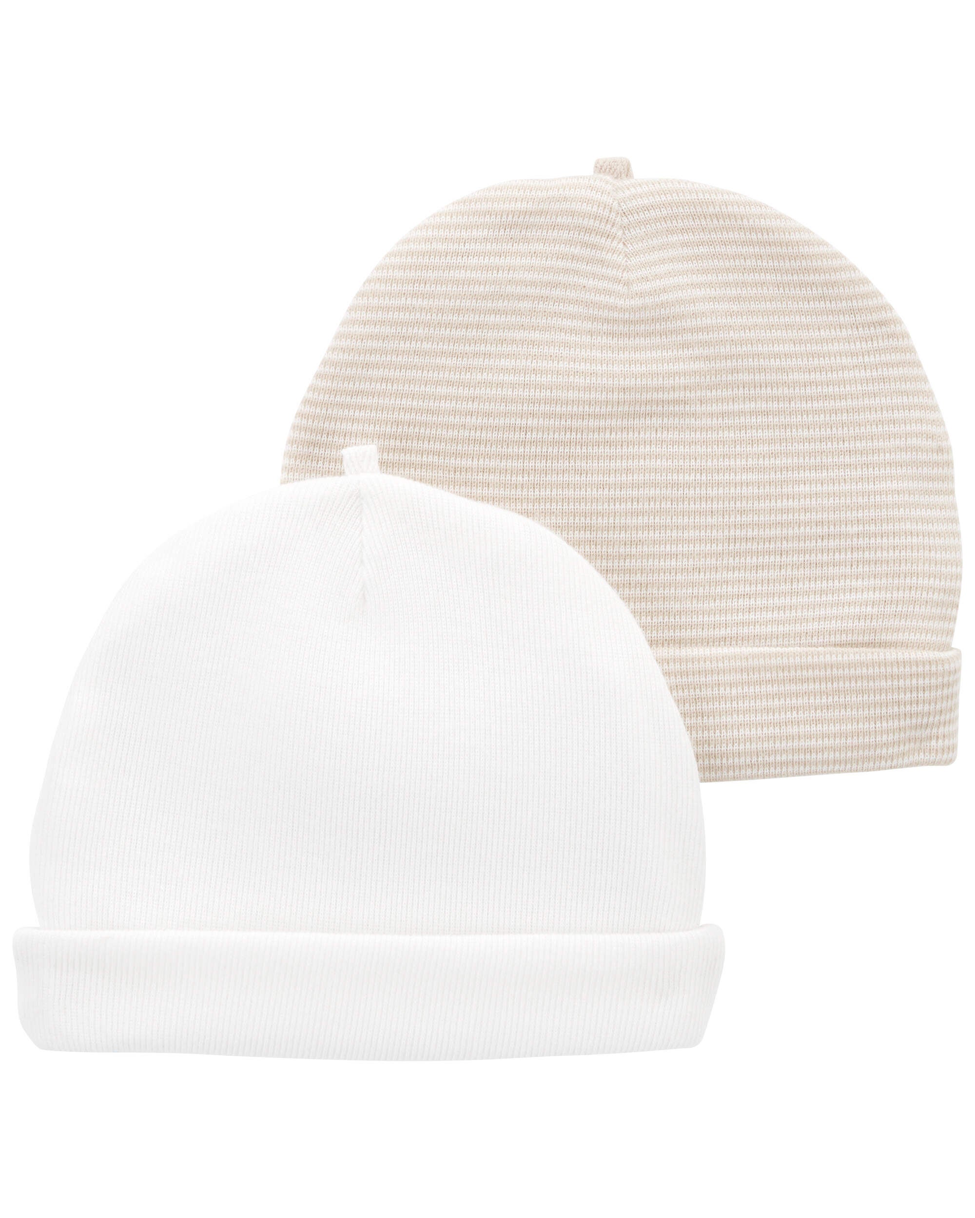 Carter s Baby Rolled Cuff Caps Pack of 2 Ivory Gray Size 0 3 Months