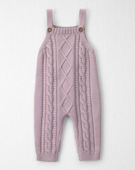 Baby Girl Organic Cotton Cable Knit Overalls