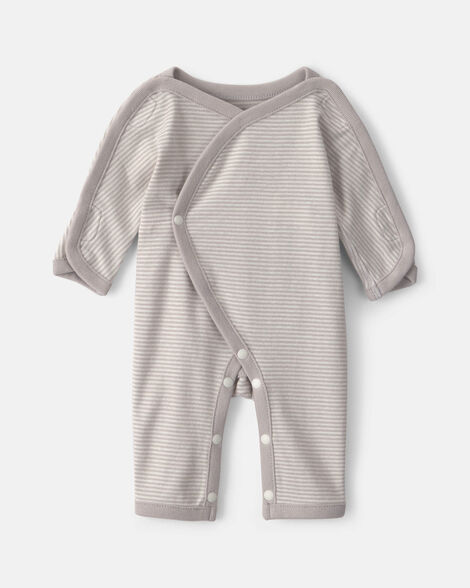 baby striped 100% cotton sleep & play pajama - grey